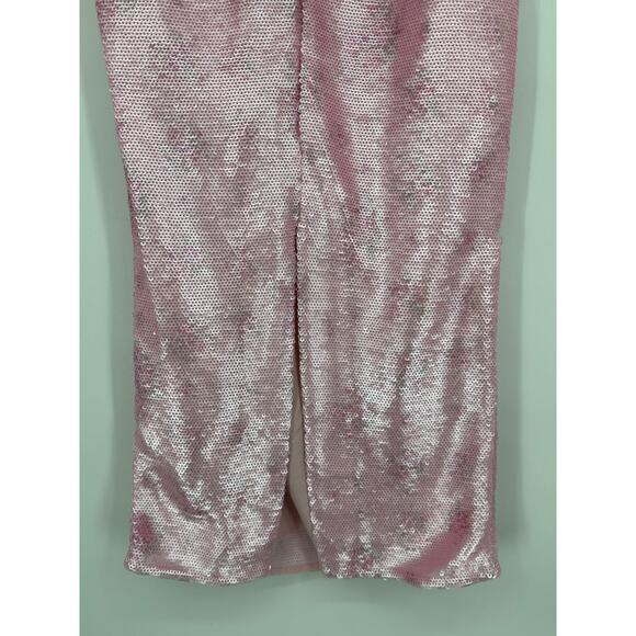 LoveShackFancy Stasia Sequin Midi Dress Floral Strapless Sparkle Flamenco Pink - Picture 13 of 16